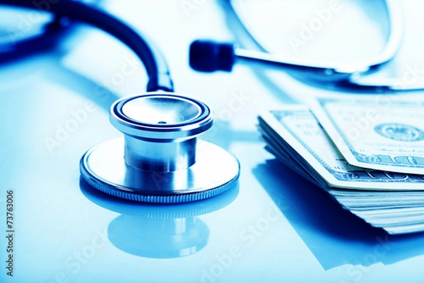 Obraz Healthcare cost concept: stethoscope and dollars