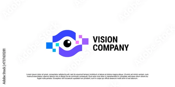 Obraz pixel eye tech logo security, vision logo pixel