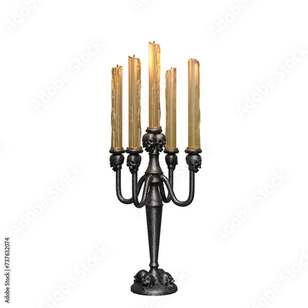 Fototapeta 3d render gothic candle holder isolated