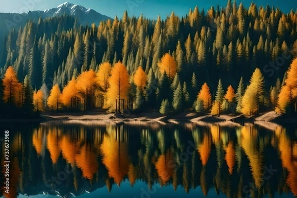 Fototapeta sunset over lake