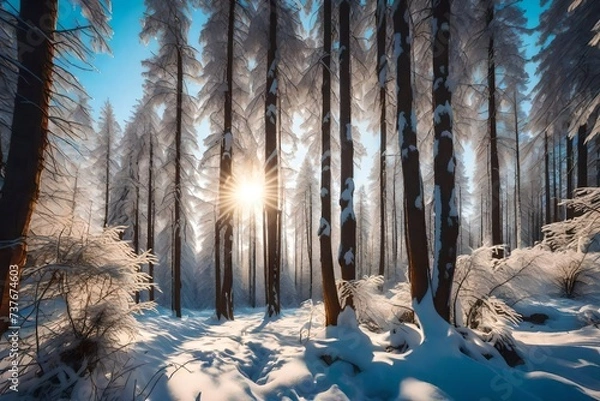 Fototapeta snow covered trees