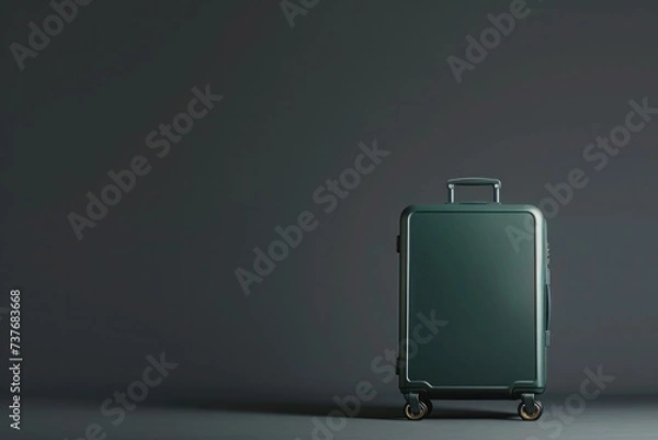 Obraz a green suitcase is sitting on a gray surface