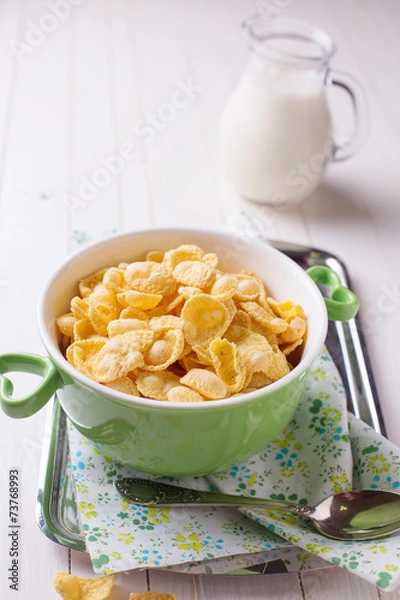 Obraz Cornflakes in bowl on table