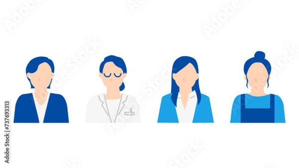 Fototapeta さまざまな業種の女性のイラストセット