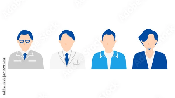 Fototapeta さまざまな業種の男性のイラストセット