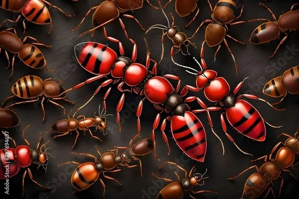 Obraz ants on a leaf