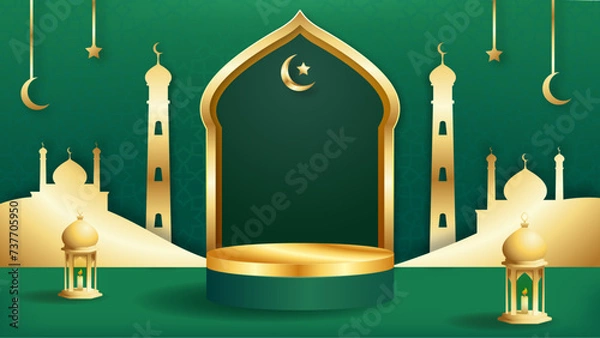 Obraz 3d podium ramadan sale social media story promotion for product dsiplay and showcase