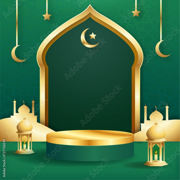 Obraz 3d podium ramadan sale social media story promotion for product dsiplay and showcase