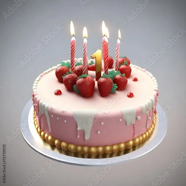 Obraz birthday cake with candle