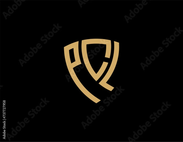 Fototapeta PCL creative letter shield logo design vector icon illustration