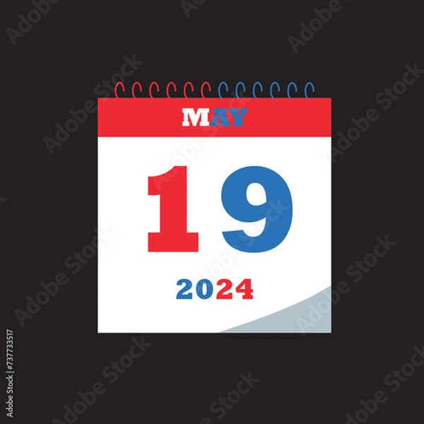 Fototapeta Flat icon calendar isolated on blue background. Vector illustration.
