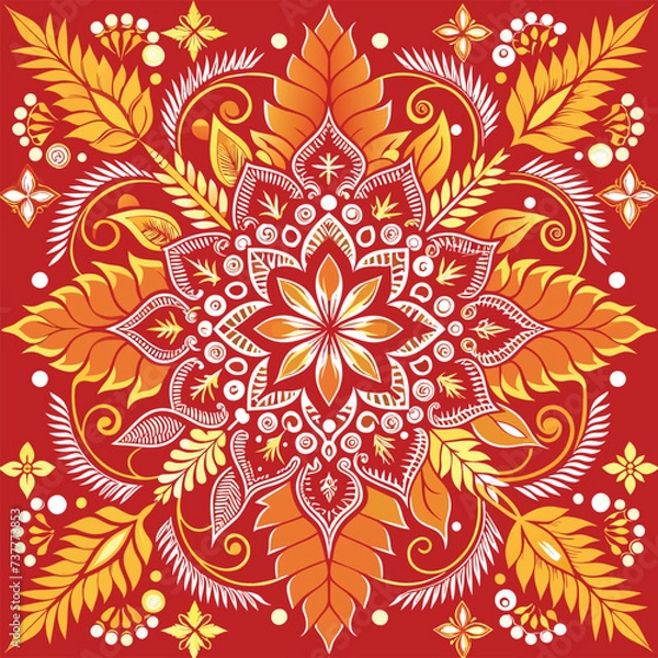 Fototapeta Foral Batik Pattern Design