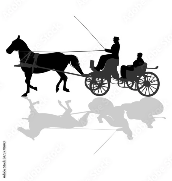 Fototapeta Sylwetka przewozu koni