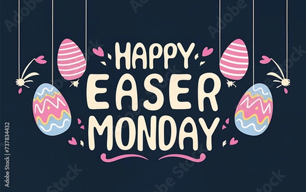 Obraz celebrated Easter monday poster template design with egg background