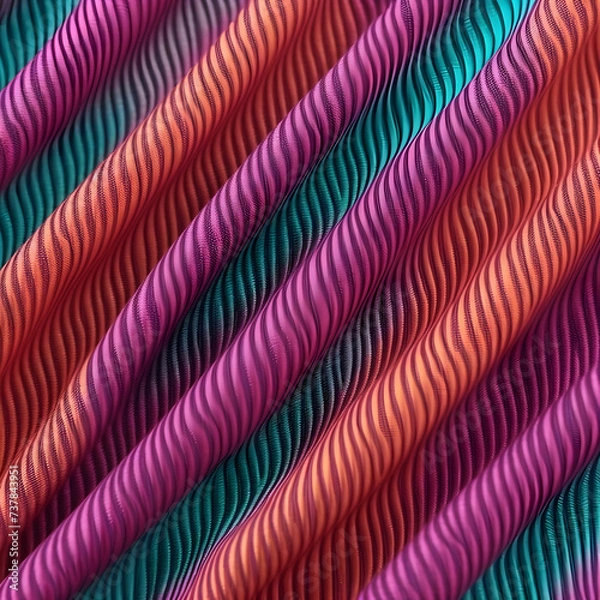 Fototapeta Multicolor textile background. Wave texture abstract fabric. 