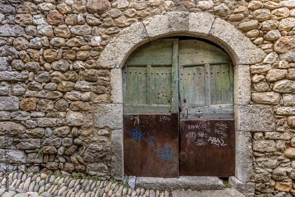 Fototapeta Architectural details in the medieval village of Labeaume d'Ardèche 