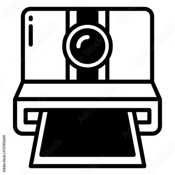 Fototapeta polaroid camera glyph and line vector illustration