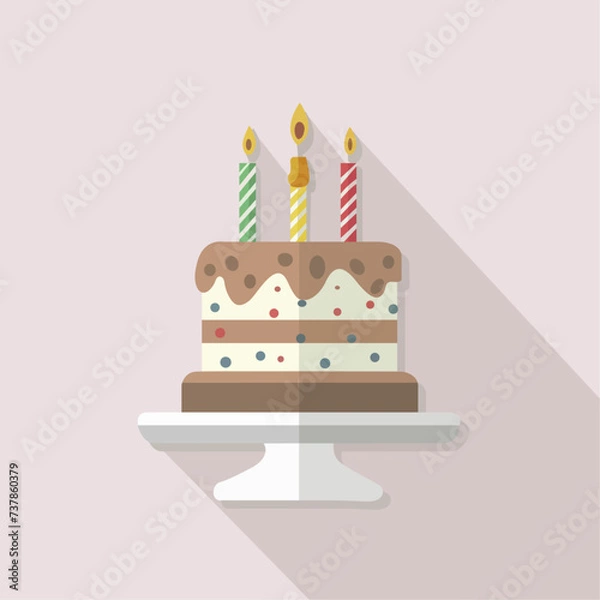 Obraz Minimal birthday cake flat vector illustration template