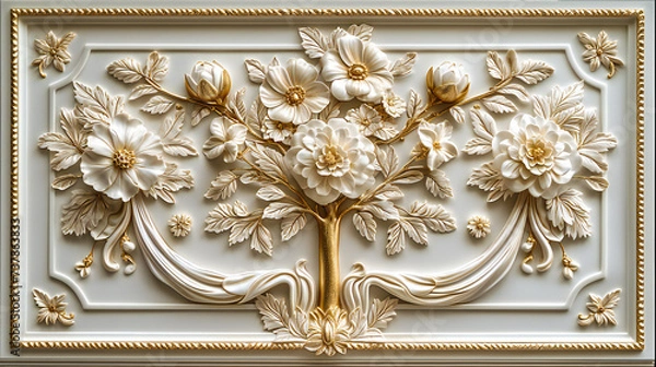 Fototapeta Exquisite Antique Carving Details, Ornamental Art and Texture, A Close-up of Sculptural Beauty and Craftsmanship