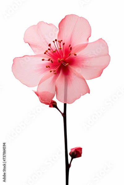Obraz Pink flower with white background is shown in this picture.
