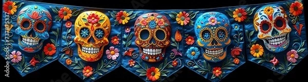 Fototapeta Flower Skull Mask A Fiesta-Inspired Accessory for the Modern Day Generative AI
