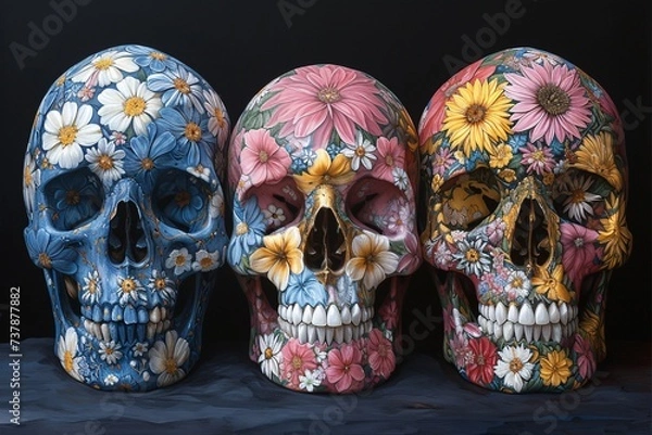 Fototapeta Flower Power Skulls A Monthly Celebration of Art and Culture Generative AI