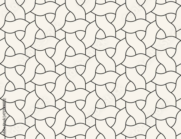 Fototapeta Vector seamless pattern. Repeating geometric elements. Stylish monochrome background design.