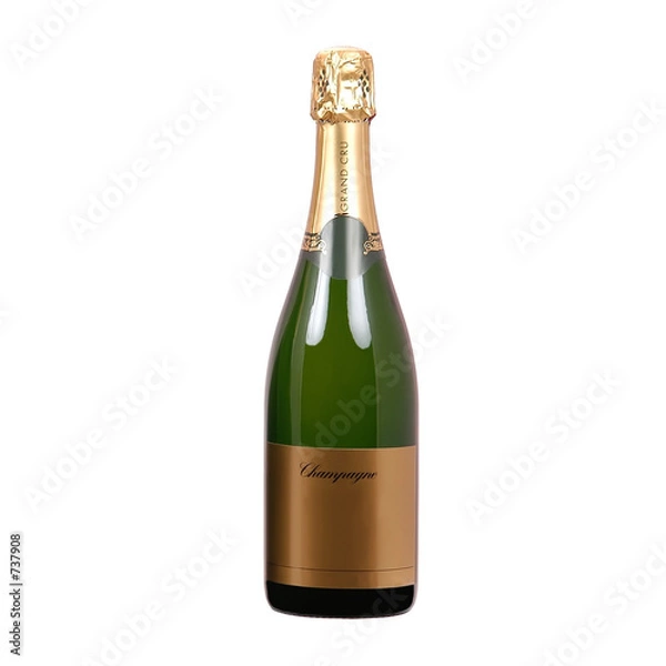 Obraz isolated bottle of champagne with blank label