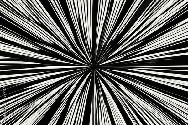 Fototapeta Starburst cartoon comic background. Pop art pattern with radial rays effect. Vector sun light black wallpaper with halftone. Abstract anime explosion. Vintage manga backdrop