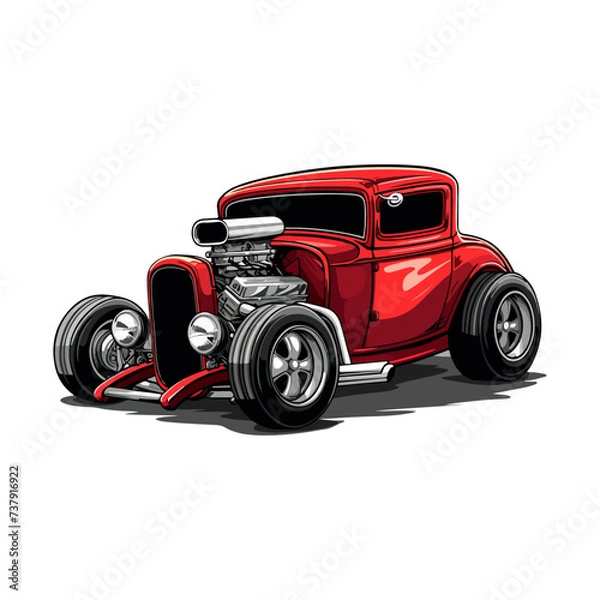 Obraz illustration vector design hotrod car custom culture vintage isolated on white background good for tshirt, sticker, logo, ready to print or any purpose