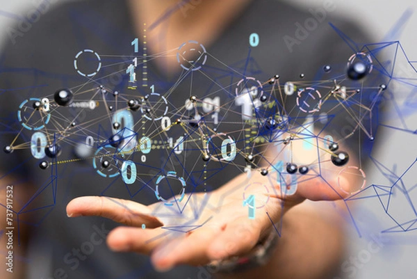 Fototapeta communication network digital group connect - neural network exposure digital