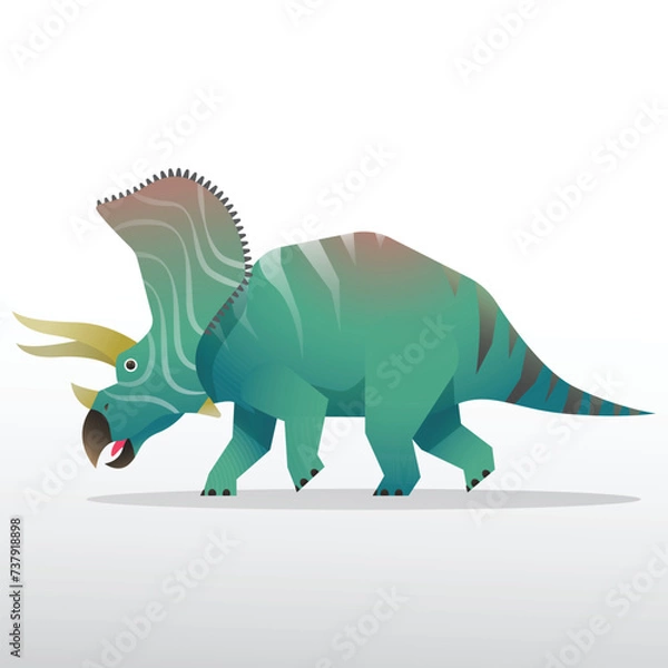 Fototapeta Ceratopsians dinosaurs gradient vector illustrations