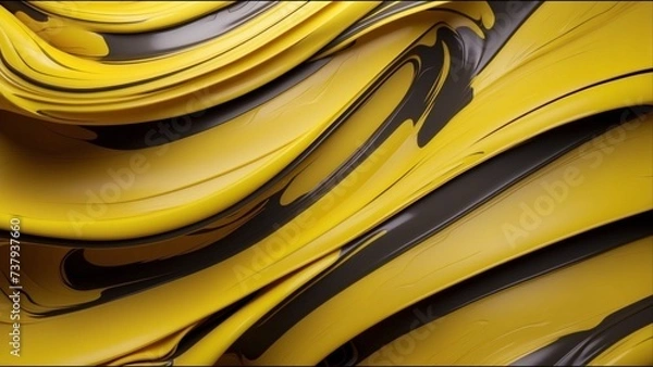 Fototapeta yellow and chocolate color wavy abstract minimal elegant motion background. - 3D AI-generated	