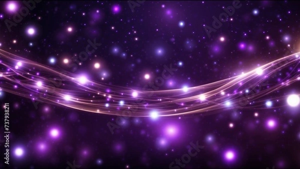 Fototapeta Purple abstract motion background with shining stars lights. The endless whirling of lights in outer space.	