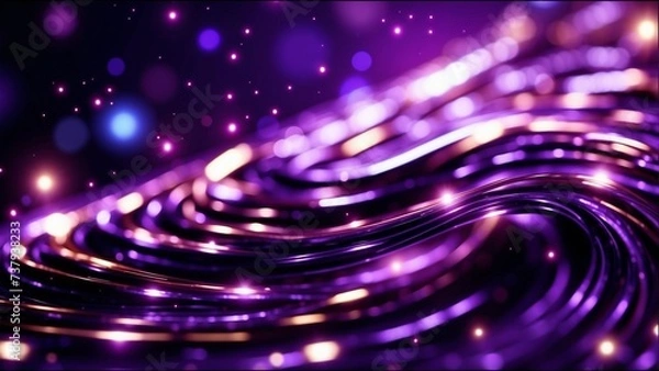 Fototapeta Purple abstract motion background with shining stars lights. The endless whirling of lights in outer space.	