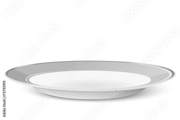 Obraz Empty simple classic plate isolated on a white