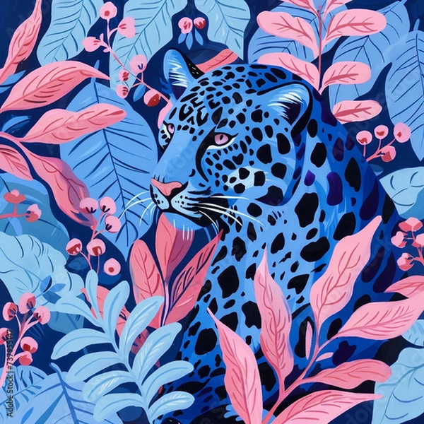 Fototapeta pattern with birds and leopard