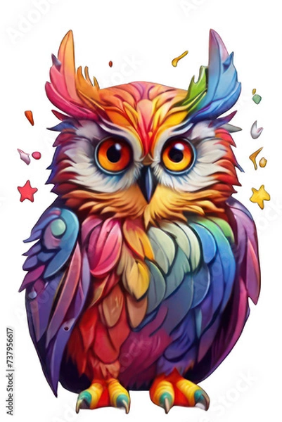 Obraz Vibrant Rainbow Cartoon Owl