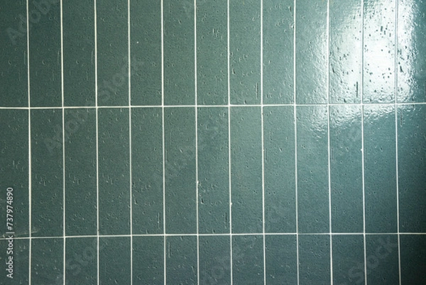 Fototapeta Green tile wall texture background. Floor tiles pattern. Floor tiles background.