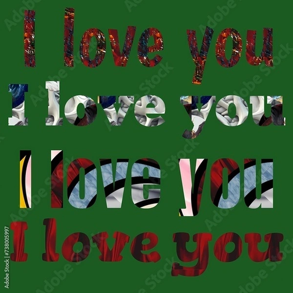 Fototapeta set of letters،I love you