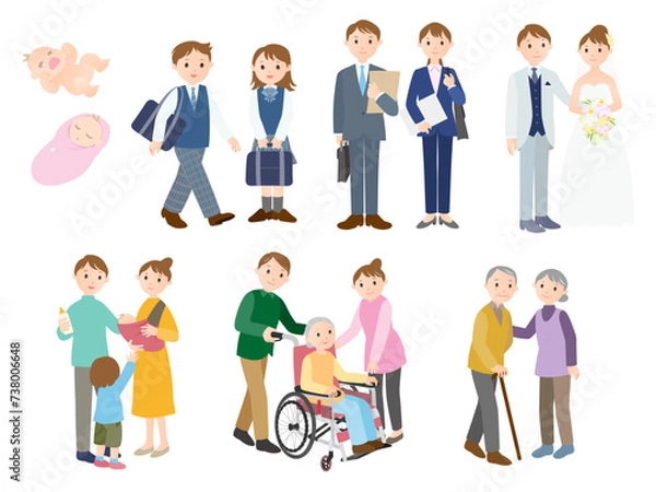 Obraz 人生の節目のイラストセット