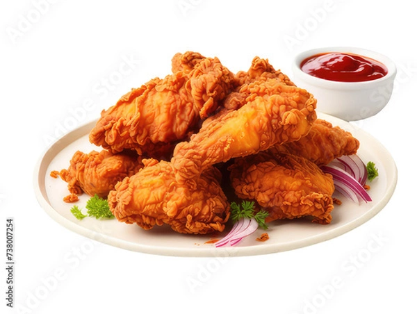 Obraz fried chicken wings with sauce