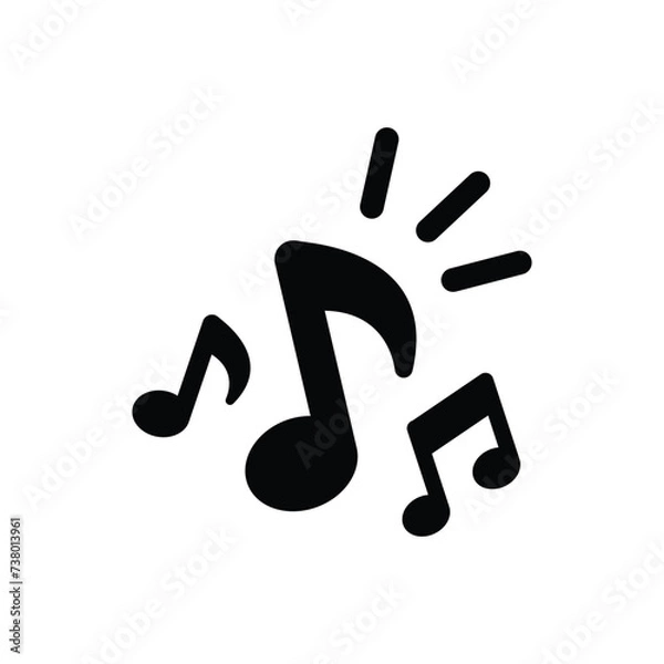 Obraz Music notes icon. Simple solid style. Music key, melody, classical, harmony, clef, tone, tune, song concept. Black silhouette, glyph symbol. Vector illustration isolated.