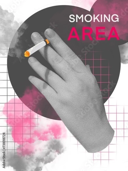Obraz Hand with cigarette. Smoking area poster. 