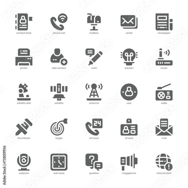 Obraz Content Communication icon pack for your website, mobile, presentation, and logo design. Content Communication icon glyph design. Vector graphics illustration and editable stroke.