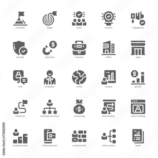 Fototapeta Business Analyst  icon pack for your website, mobile, presentation, and logo design. Business Analyst  icon glyph design. Vector graphics illustration and editable stroke.