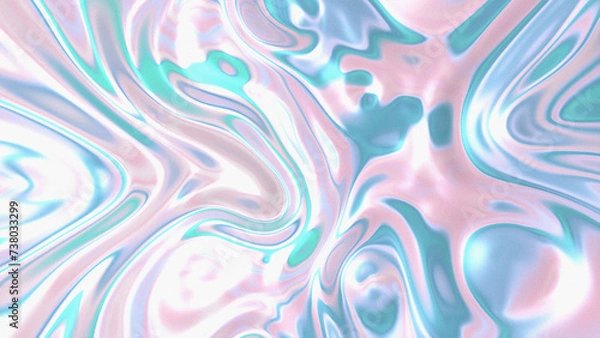 Fototapeta Grainy iridescent holographic gradient background. Psychedelic colourful pattern for your business and brand. Trippy moving water glossy texture. Glass holo lilac colours. Modern fluid 3D image.