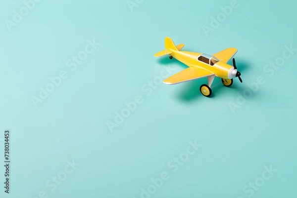 Fototapeta A small, cute model airplane. simple background. Generative AI