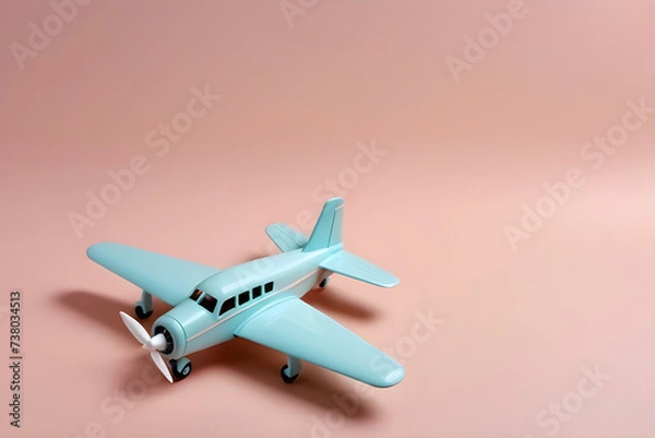 Fototapeta A small, cute model airplane. simple background. Generative AI