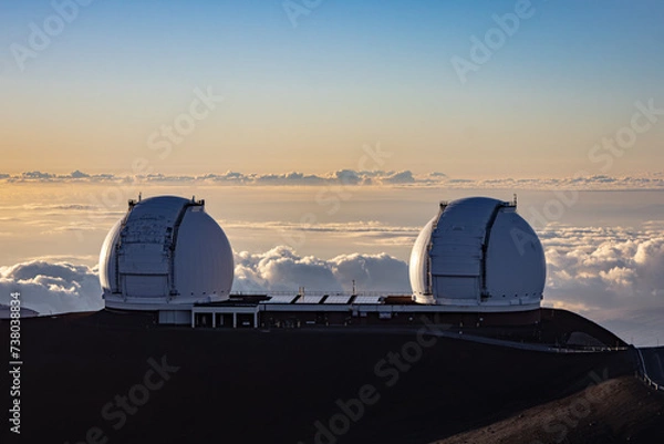 Obraz Mauna Kea Volcano's Summit along the Scenic Drive at Sunset with Observatory